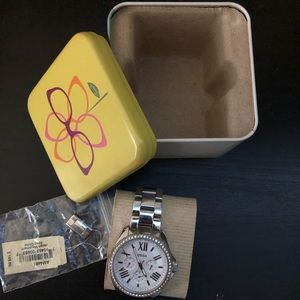 Silver fossil watch